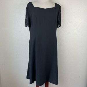 Worthington Black Short Sleeve Midi Dress Size 12 EUC